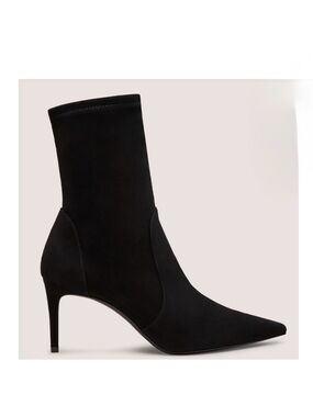 Stuart Weitzman 75mm Stretch black suede Bootie 6.5 women NEW no box